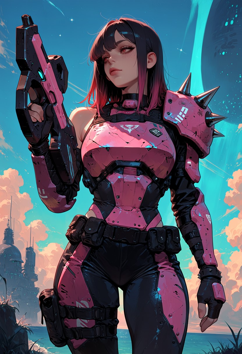 female sci-fi armor concept art