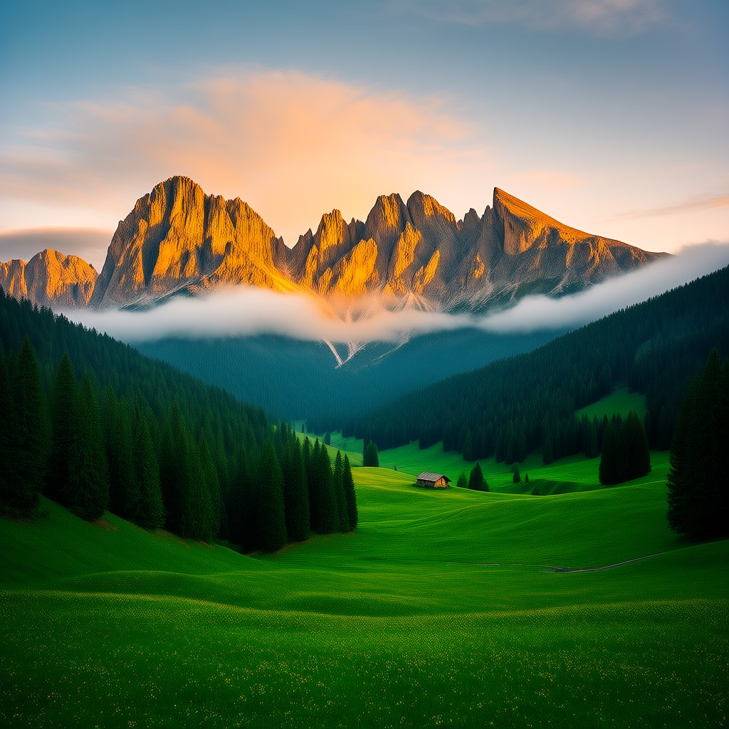 Golden Hour Alpine Chalet
