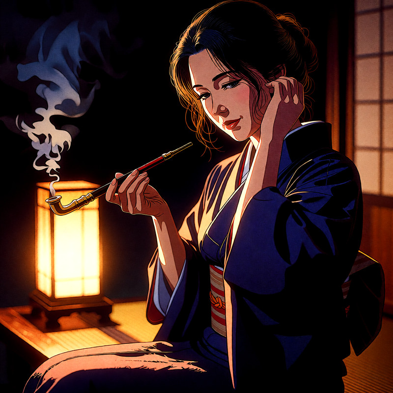 Cinematic Shot Of A Mature Japanese Woman