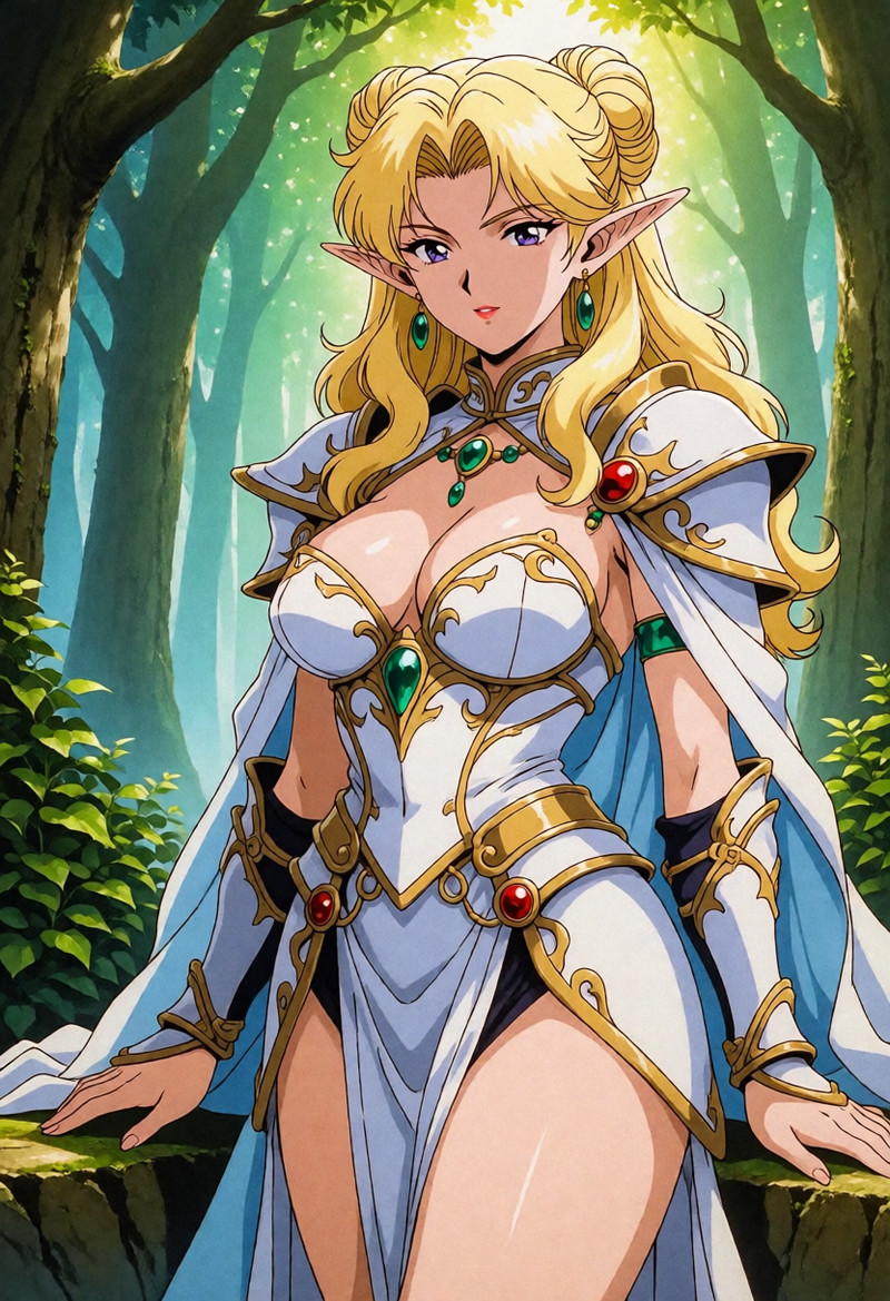 A Regal Blonde Elf Woman Stands