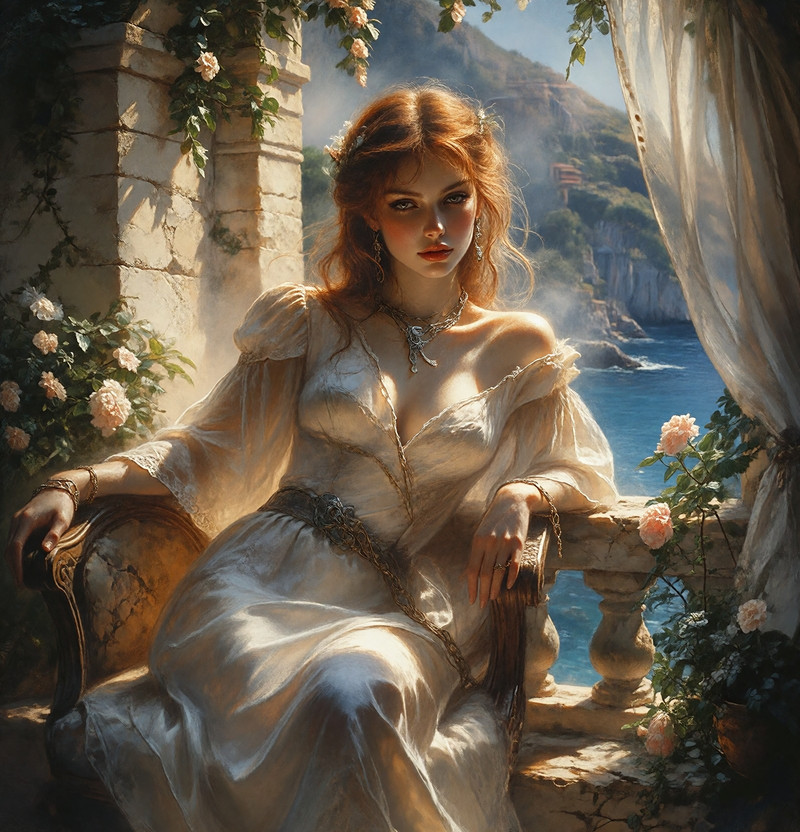 A Gorgeous Pale-Skinned Adult Woman With Long