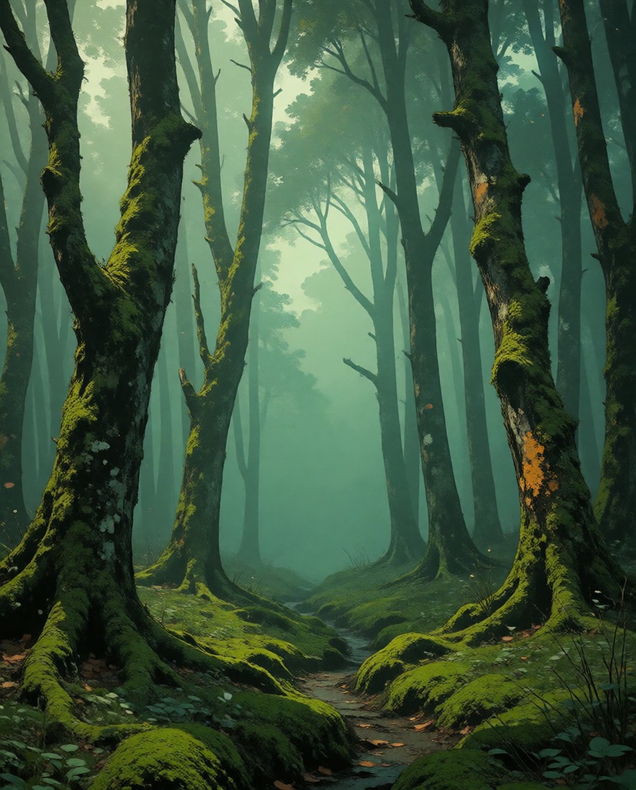 Mystical Foggy Forest
