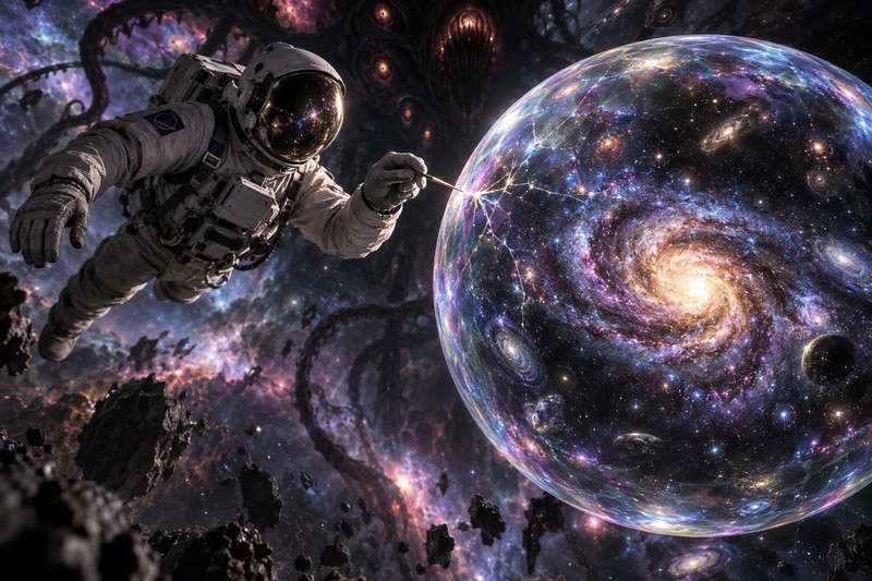 A Casual Astronaut Floating In Deep Space