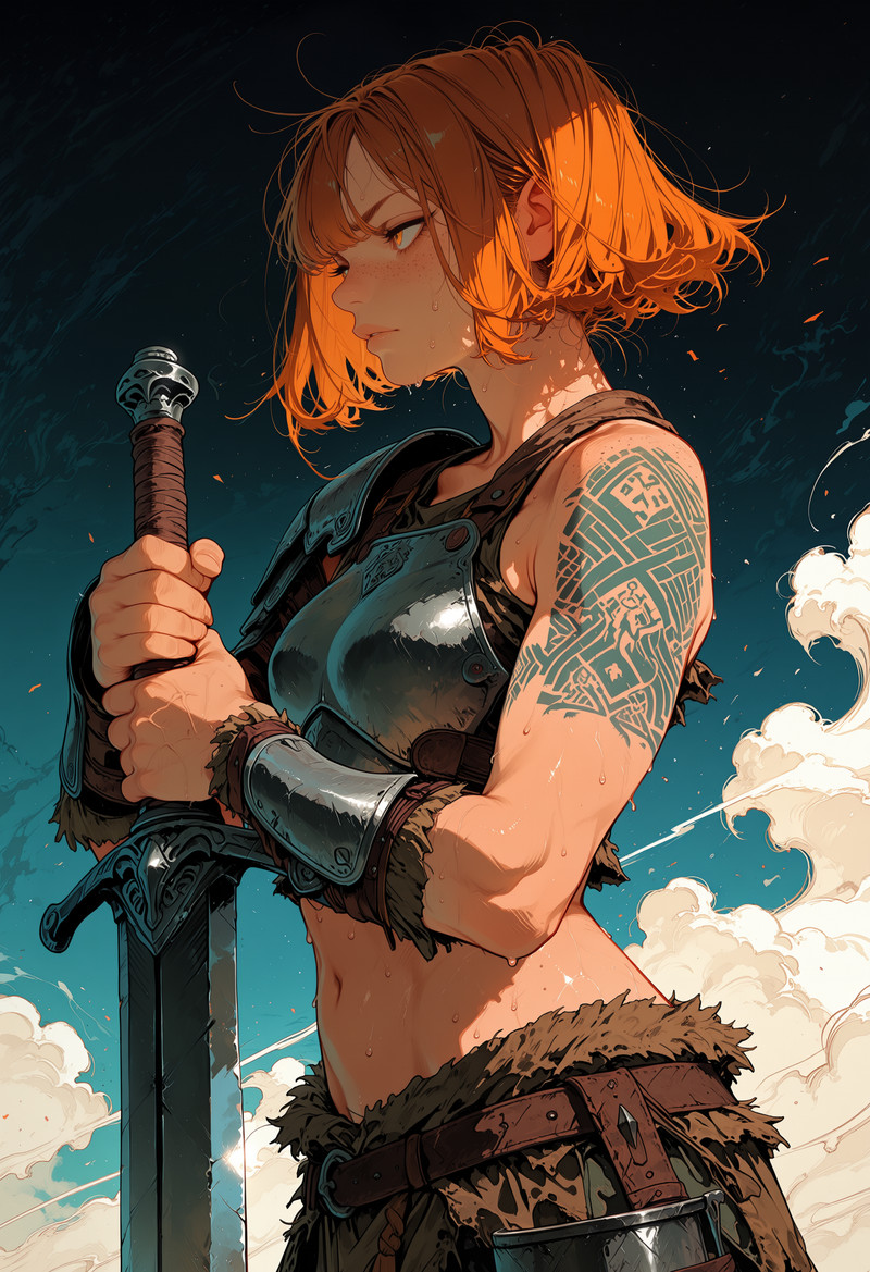 A Female Warrior Standing Looking
