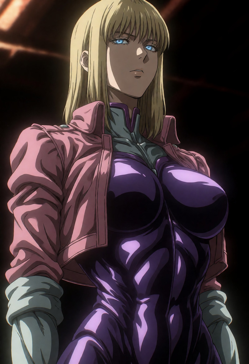 A Confident Blonde Woman With Piercing Blue