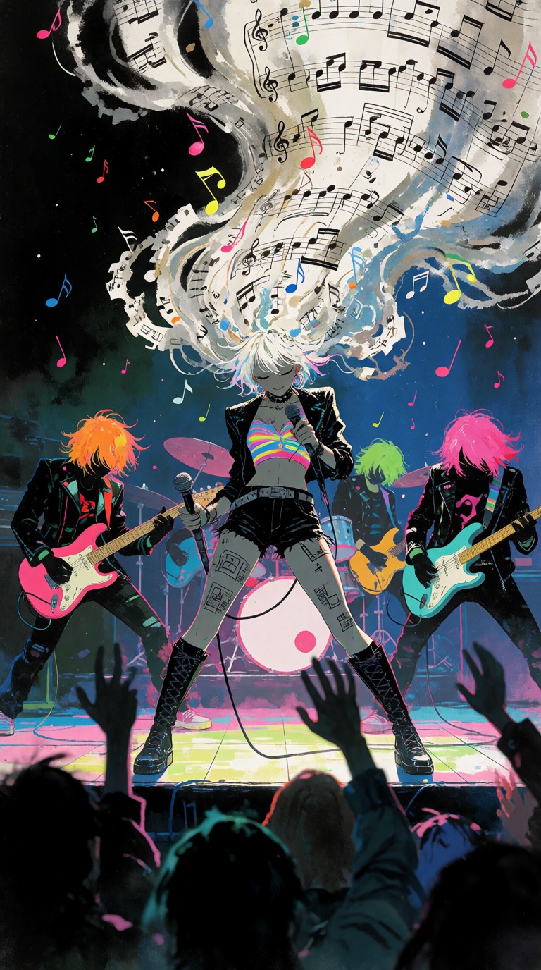 A Female Music-Sheet Elemental Rock Musician