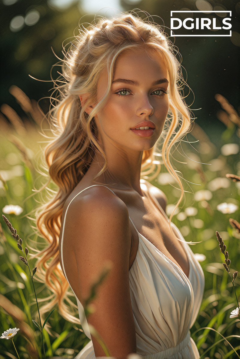 A Beautiful Woman With Flowing Golden Locks
