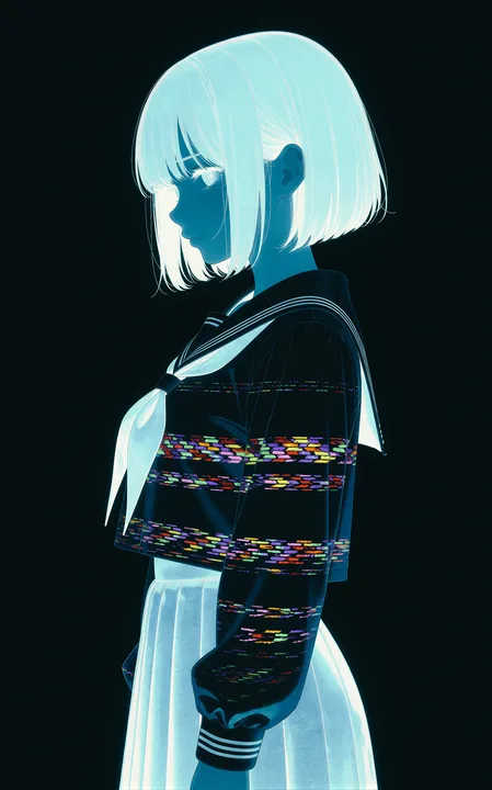 A medium shot of an anime girl in a Japanese school unifo...