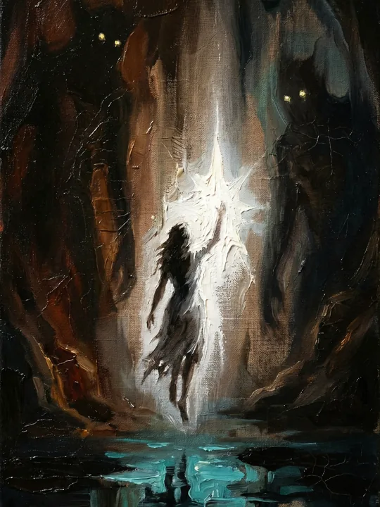 dark fantasy impasto oil painting